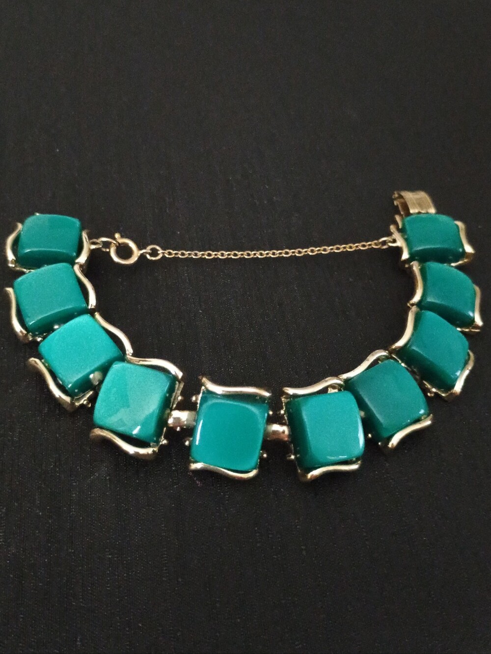 Vintage Coro Pegasus Green/ Teal  Thermoset Bracelet 1950's
